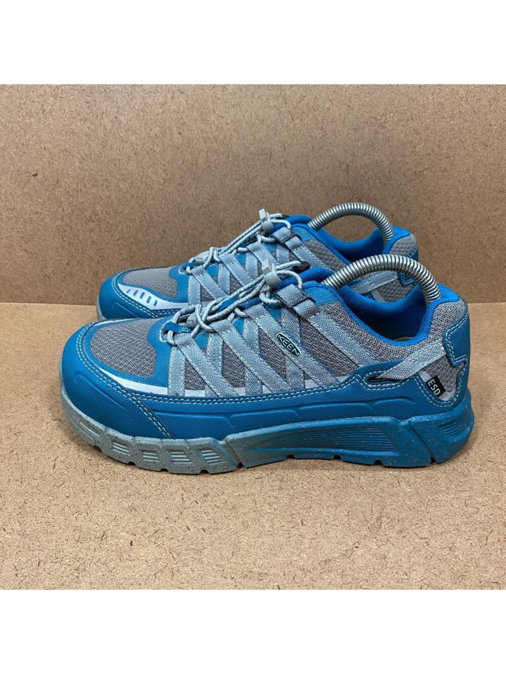 Keen Womens Asheville ESD Aluminum Toe Work Shoes Blue Size 8W Oil Resistant
